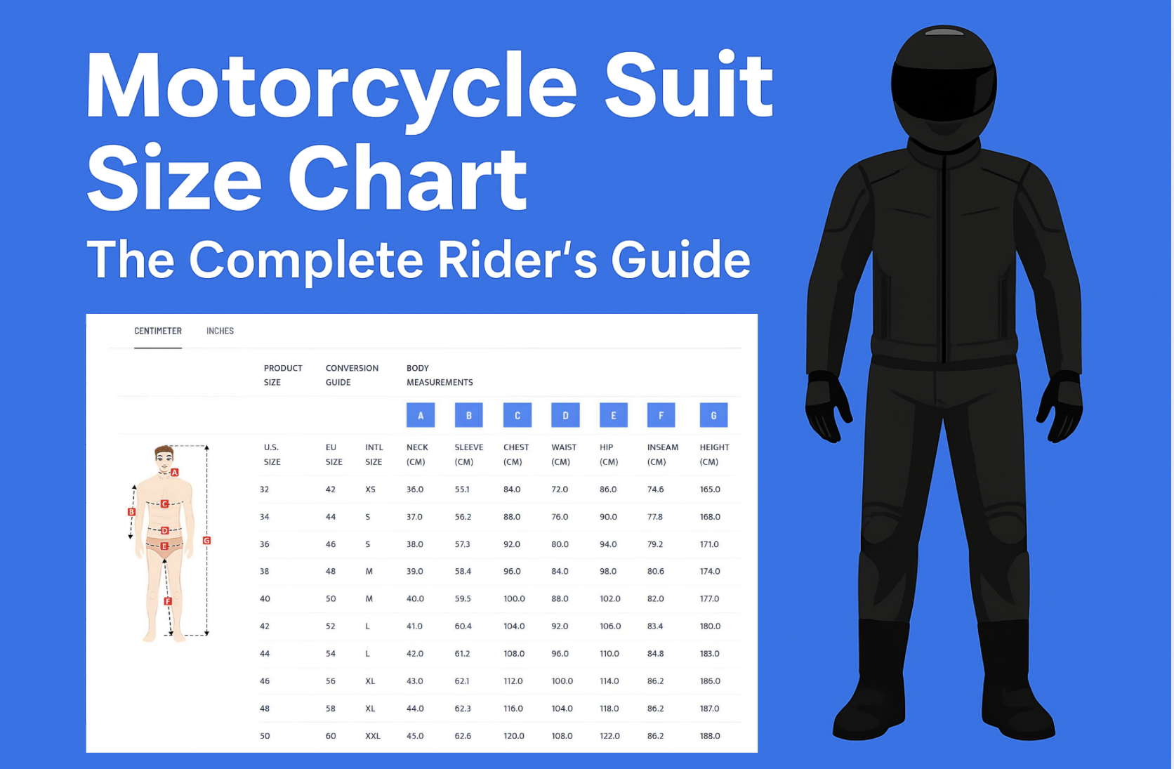 Motorcycle Suit Size Chart Thumbnail