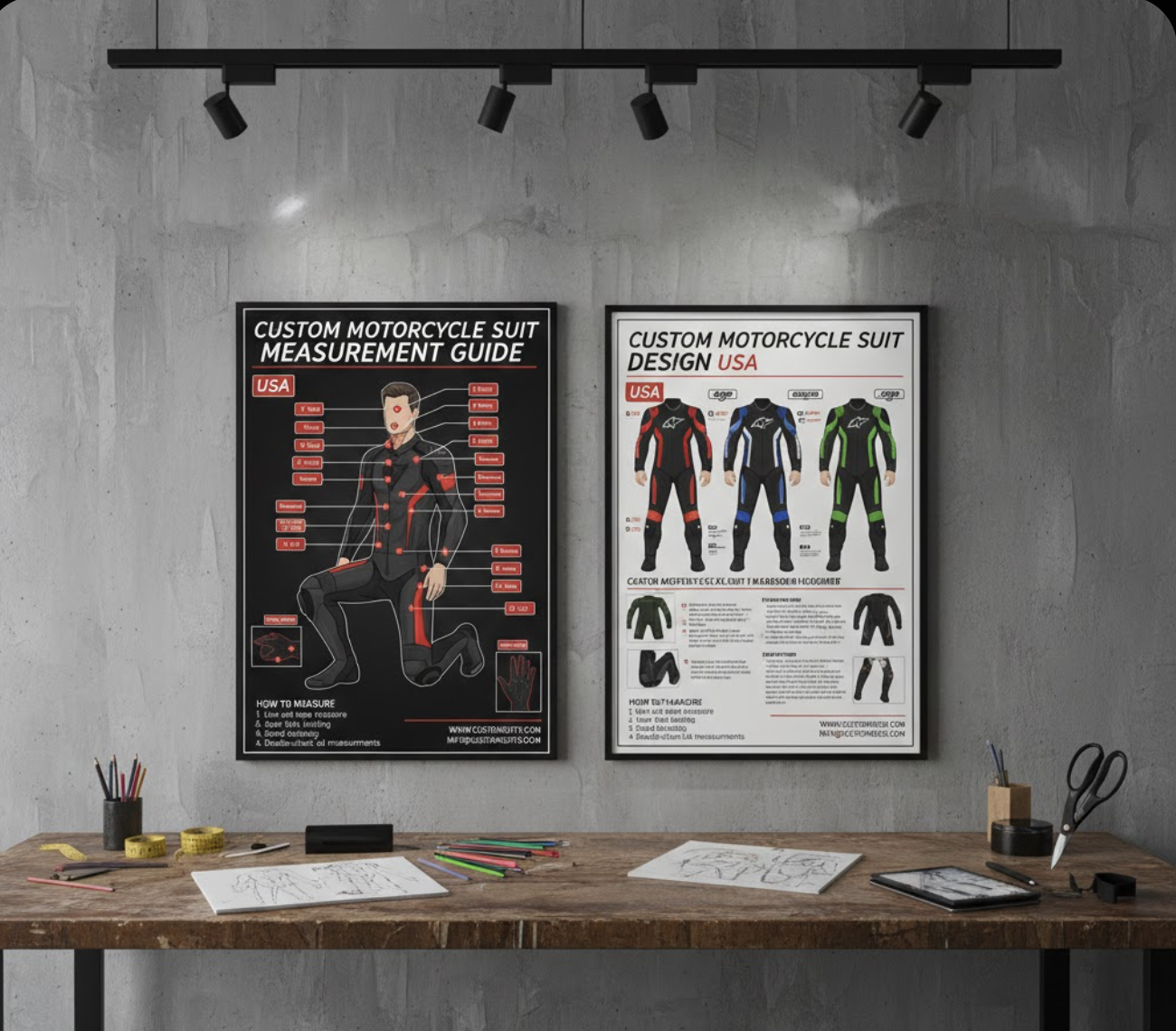 custom motorcycle suit design USA