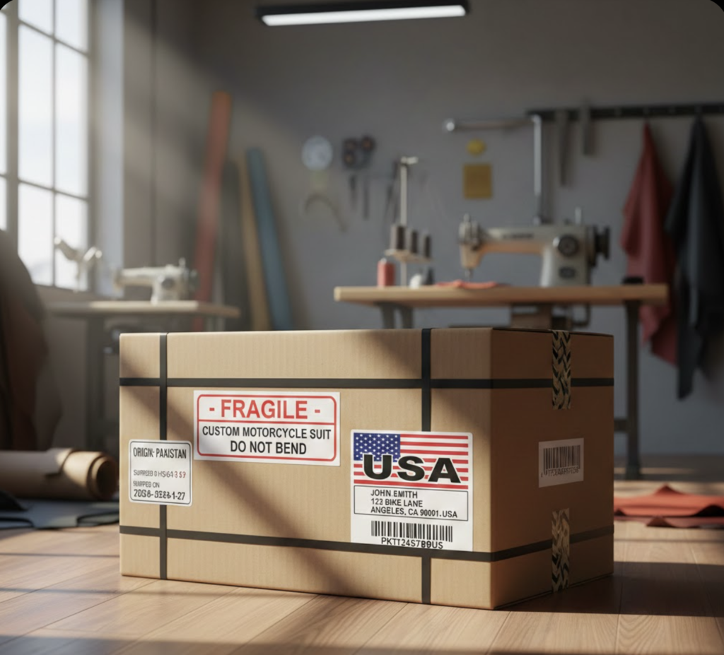 custom motorcycle suit shipping to USA