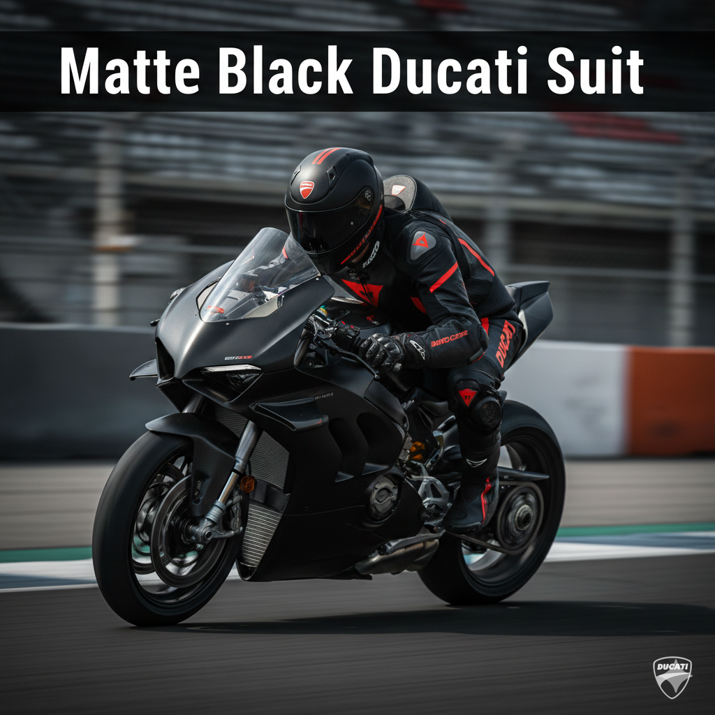 custom Ducati matte black motorcycle suit