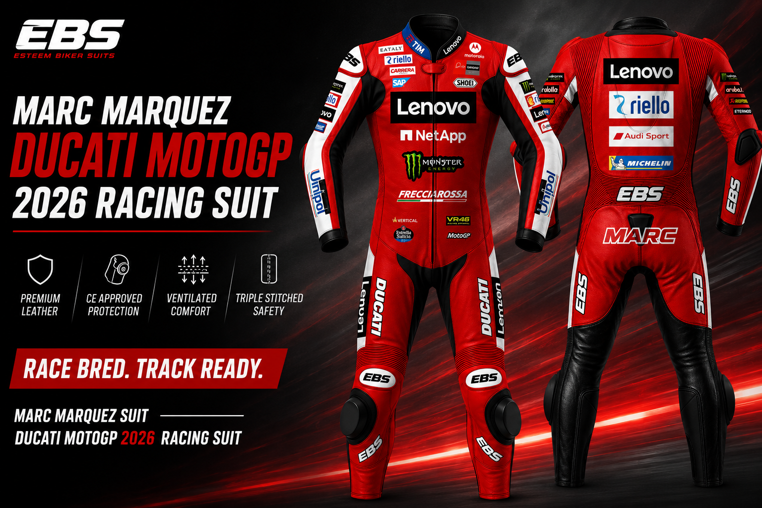 Marc Marquez Ducati MotoGP 2026 Racing Suit by Esteem Biker Suits